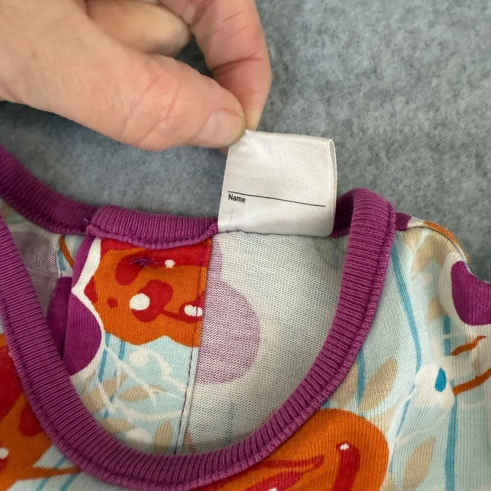 Hanna Andersson Girls Size 80 / US 2 Long Sleeve Dress Blue Purple Orange Floral - Picture 11 of 15